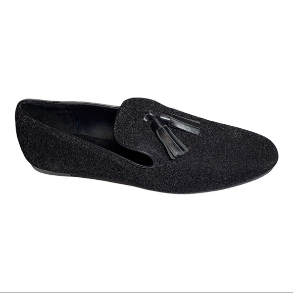 Zara Shoes - ZARA Basic Glitter Tassel Flats Black Size 8